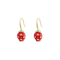 Dainty Strawberry Dangle Red Earrings-0
