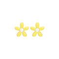Tiny Delightful Flower Stud Yellow Earrings-0