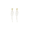 Intaglio Pearl Cluster Drop Gold Earrings-0