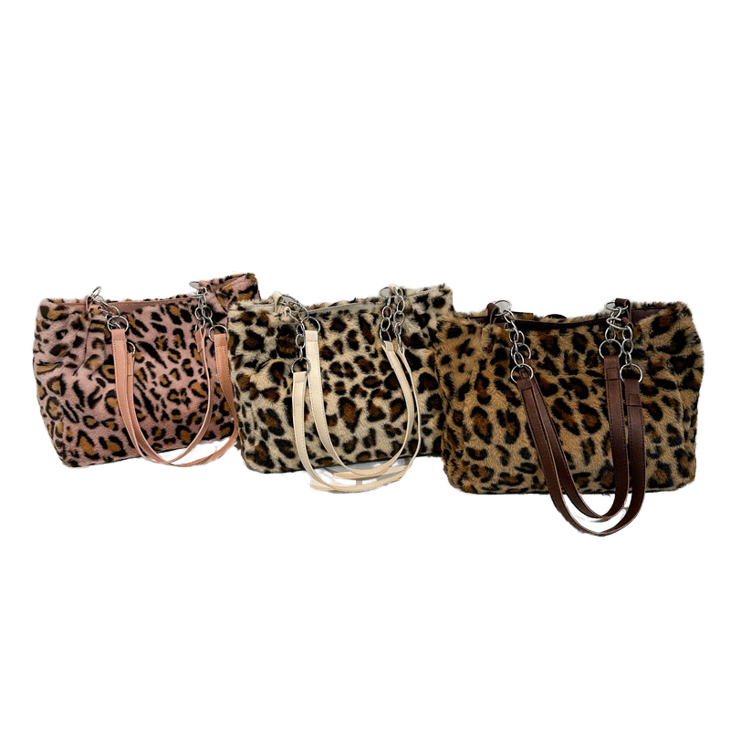 Handväska Leopard – Trendig mjuk väska med kedjedetalj
