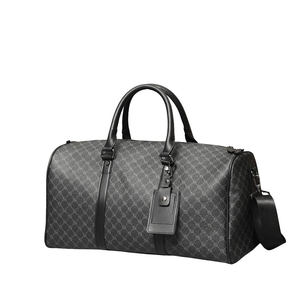 Weekendbag i PU-läder, grå, avtagbar axelrem