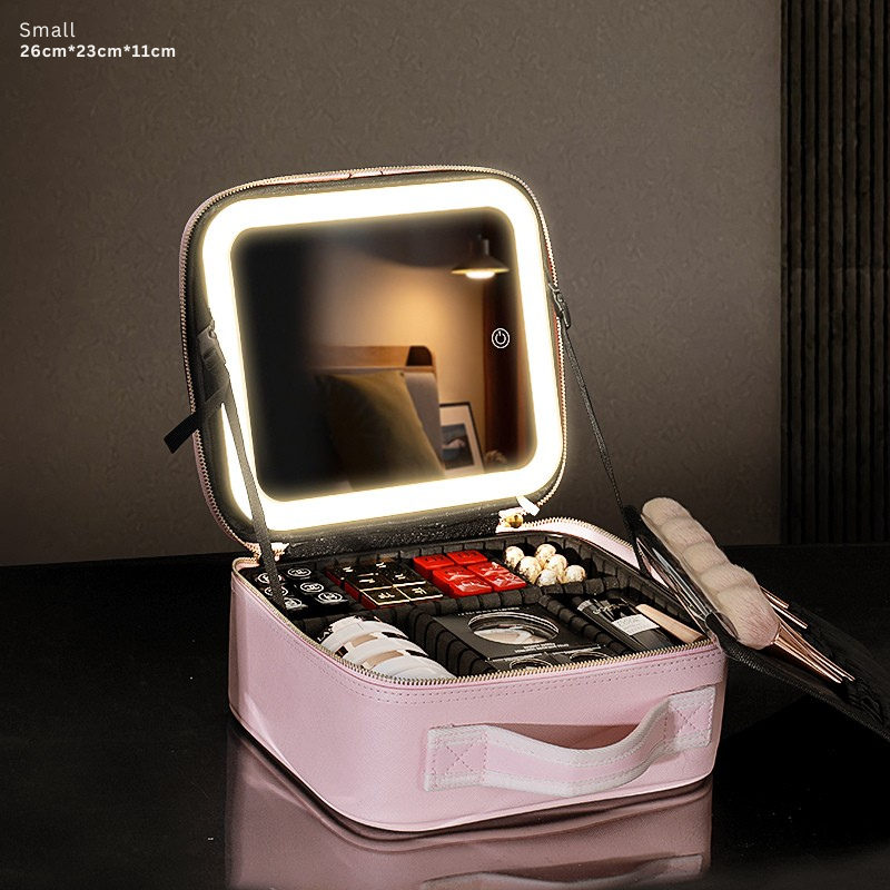 Sminkväska med spegel & LED – Rymlig makeupväska för resa (Small/Large)