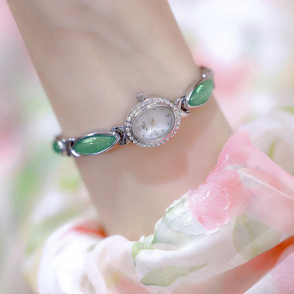 Women's Small Stylish Natural Dongling Stone Hetian Jade Watch