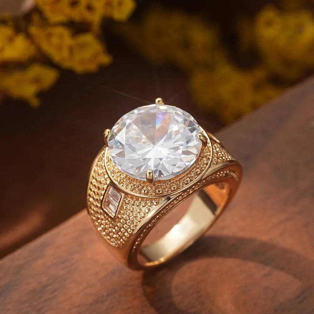 Men's Round Zircon European And American Fashion Ring