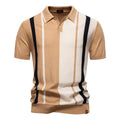 Men's Knitted Striped Short Sleeve Polo Shirt