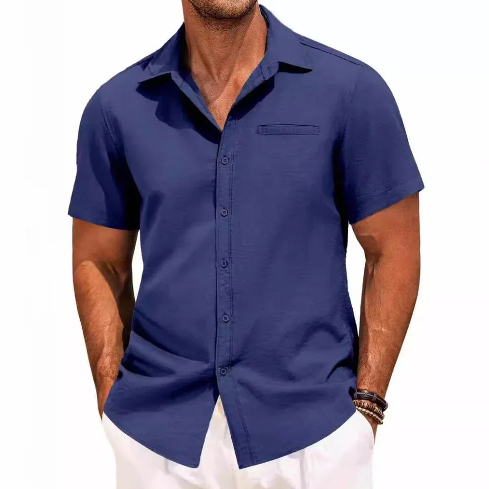 Men's Polo Shirt With Short Sleeves And Chest Pocket