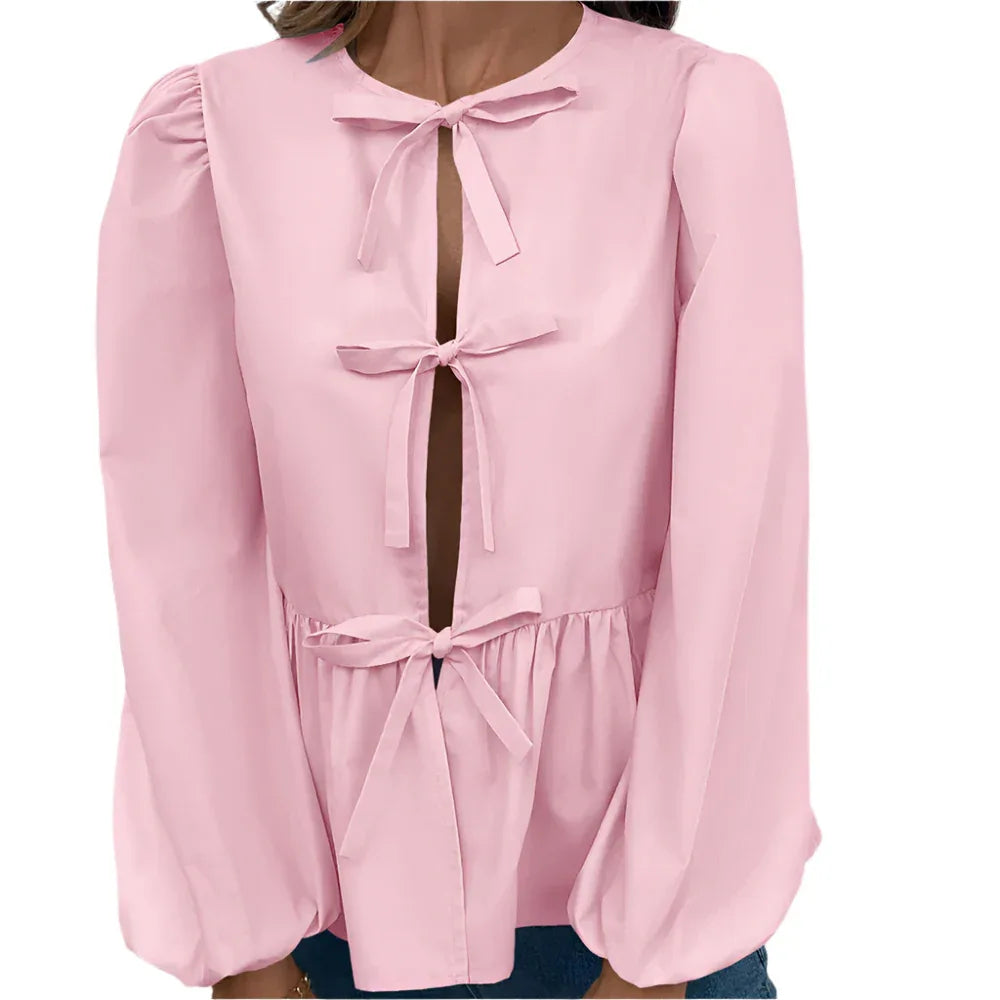 Casual Loose Buckle Shirt Top For Women