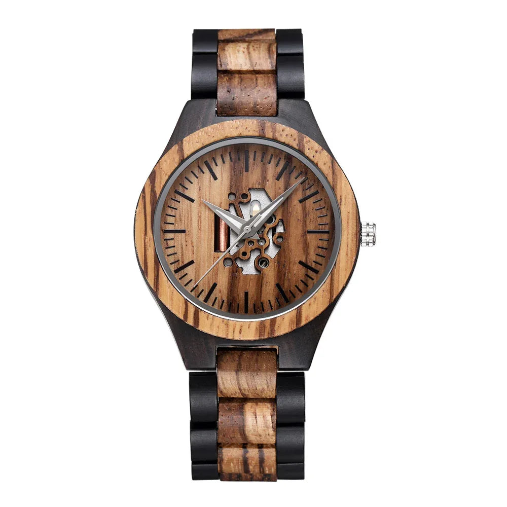 Men's Wooden Watch With 2035 Japanese Movement And Luminous Pointers