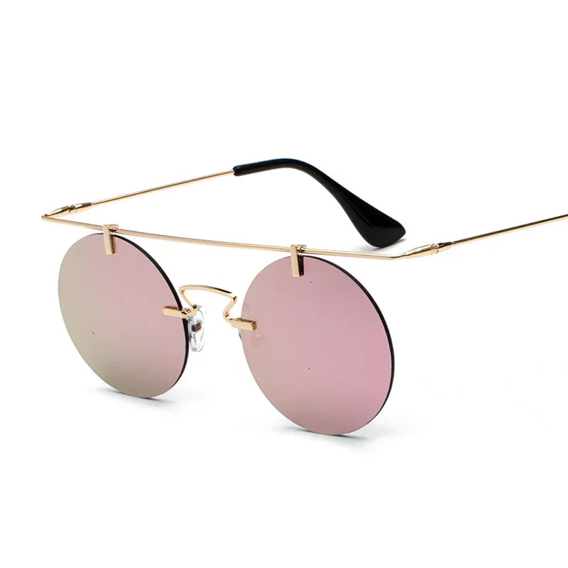 Frameless Lightweight Glasses New Retro Round Sunglasses