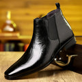 Leather Boots Breathable Lychee Pattern High-Top Shoes