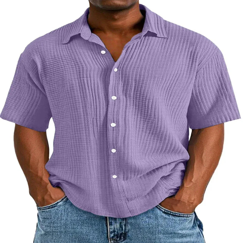 Spring And Summer Men's Short-Sleeve Lapel Shirt