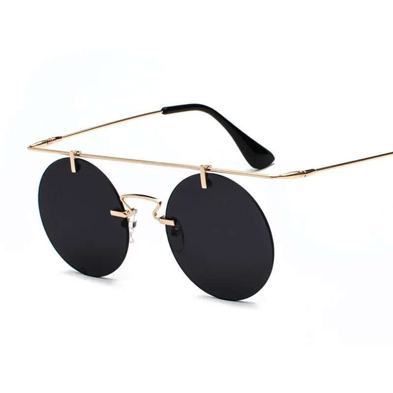 Frameless Lightweight Glasses New Retro Round Sunglasses