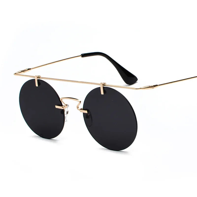 Frameless Lightweight Glasses New Retro Round Sunglasses