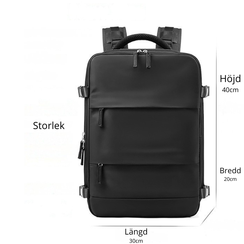 Multifunktionell Reseryggsäck 35L – Skofack, 180° öppning & handbagage