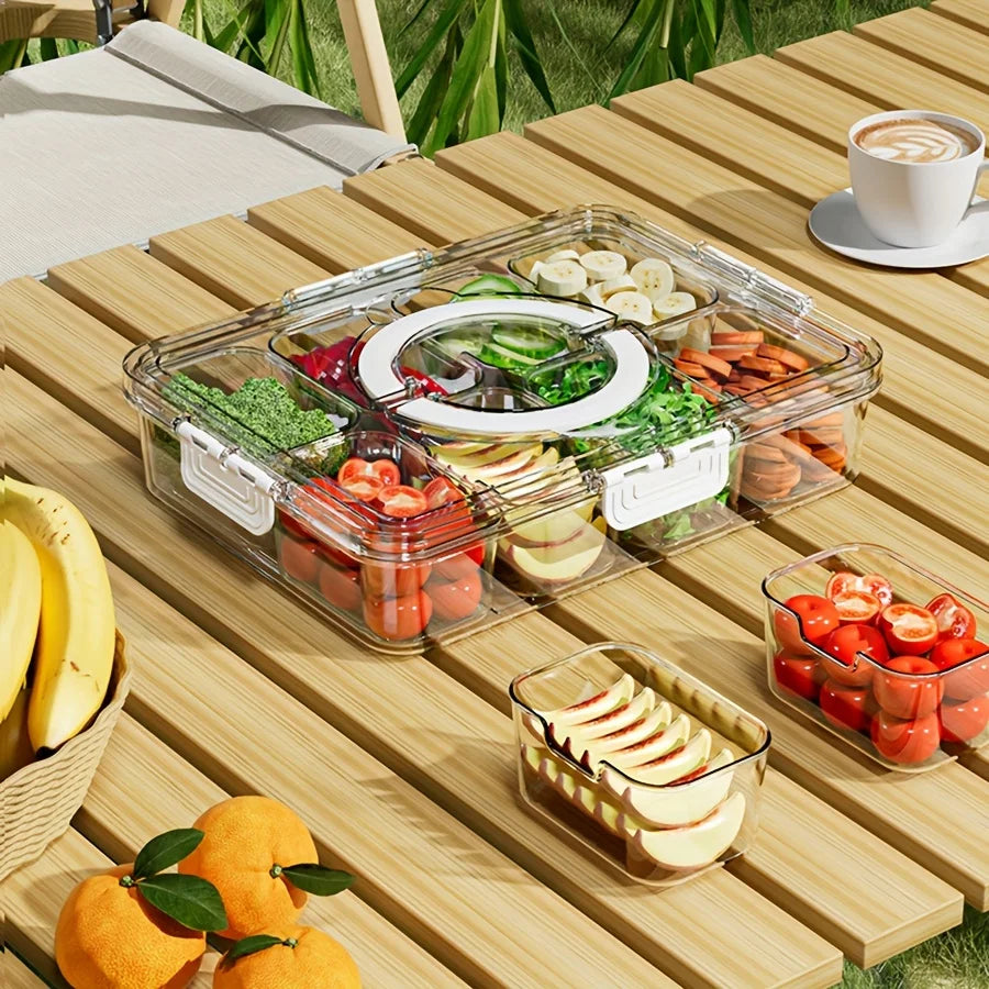 8-Compartment Snack Tray with Lid - Food Storage