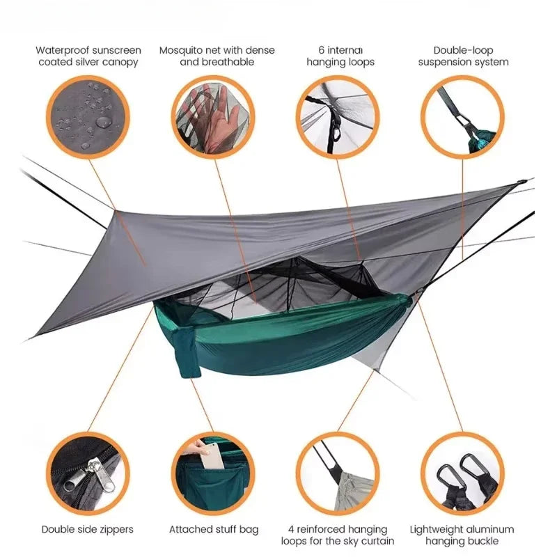 Camping Hammock with mosquito net and tarp