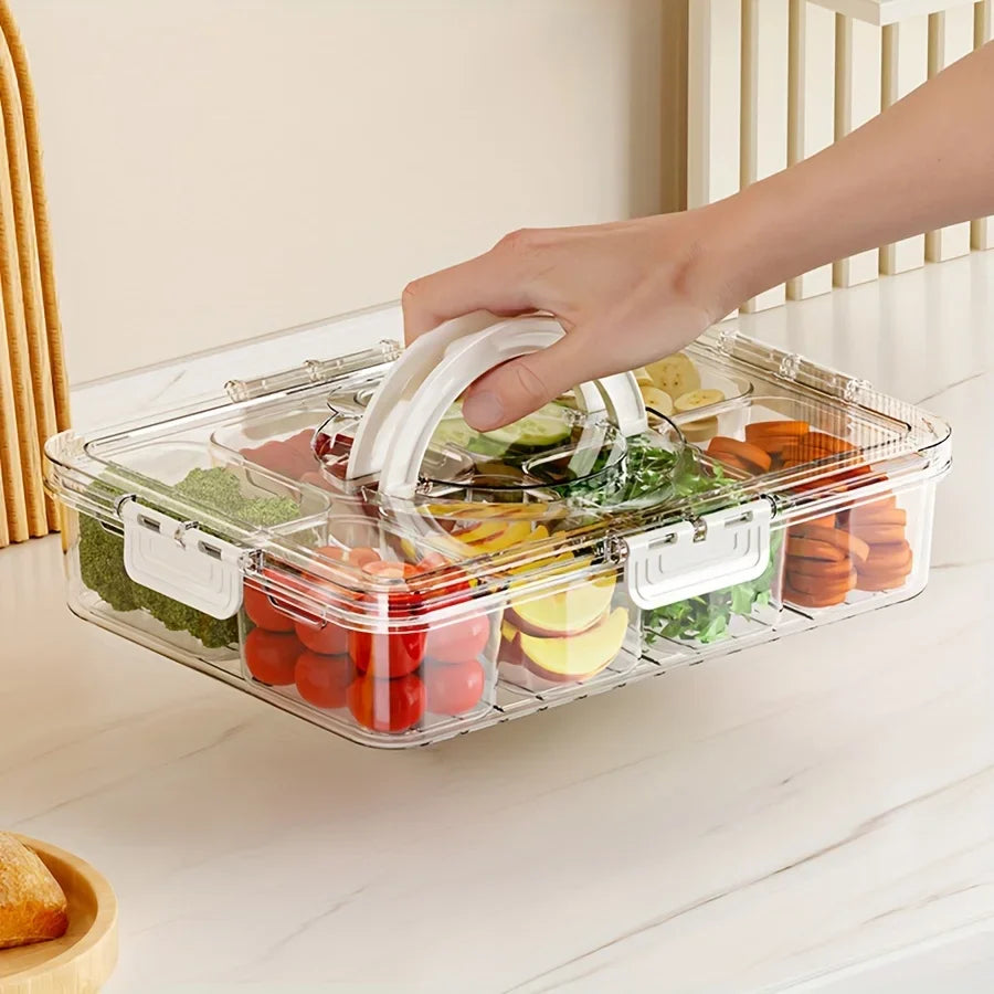 8-Compartment Snack Tray with Lid - Food Storage