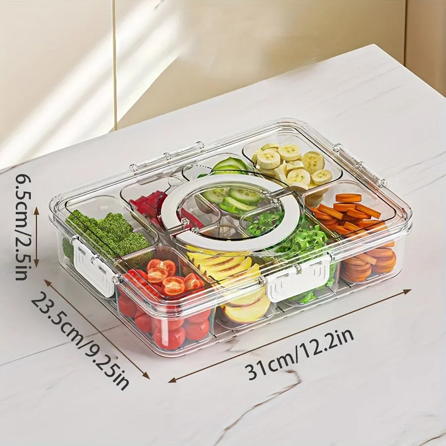 8-Compartment Snack Tray with Lid - Food Storage