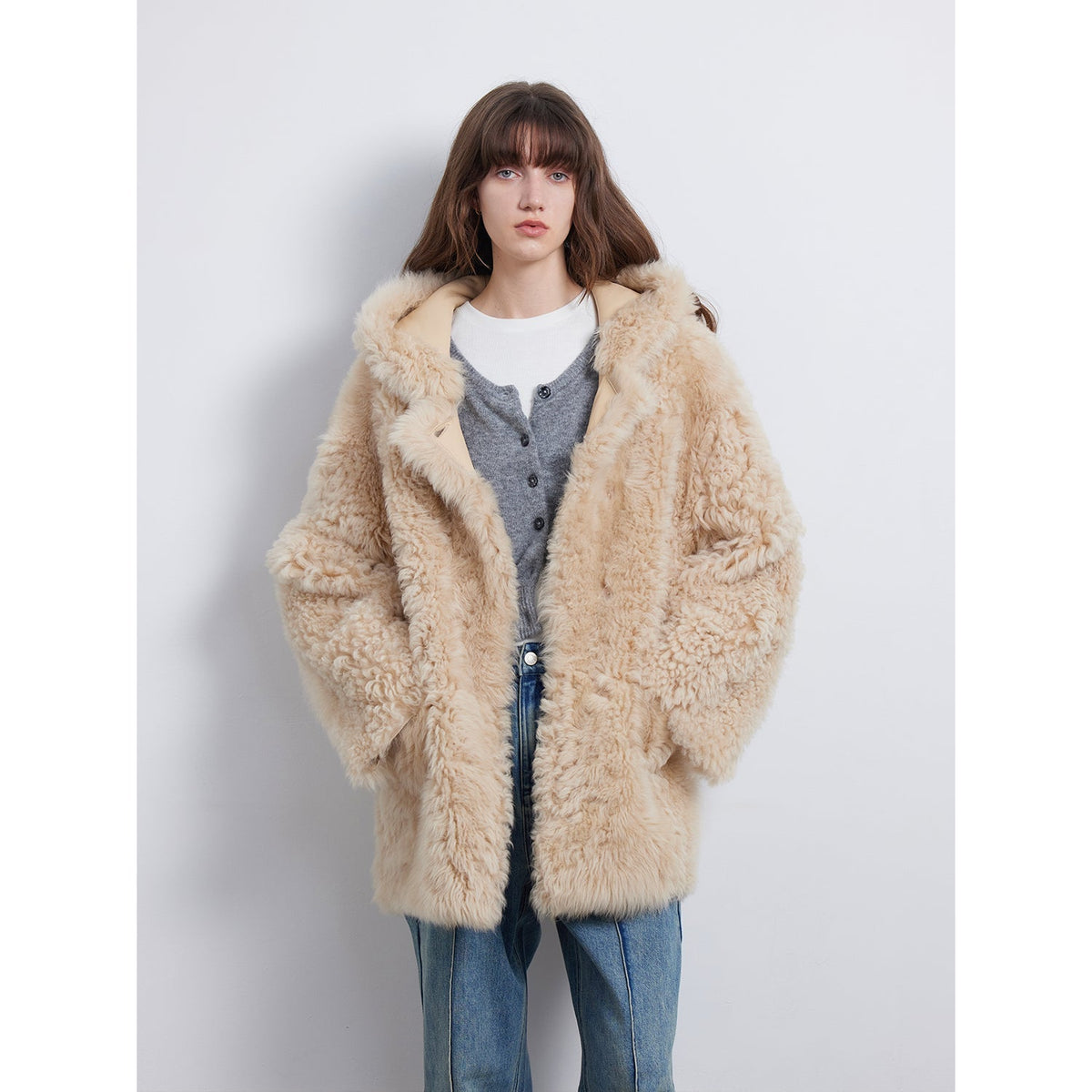 Clouds of smoke become rain Imported Tuscan hooded sheepskin