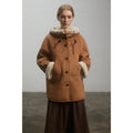 Fireladyfur "Danish Winter" Shearling Coat | Short & Hooded Suede Style"Danish Winter"