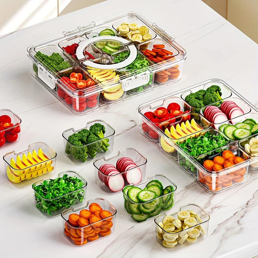 8-Compartment Snack Tray with Lid - Food Storage