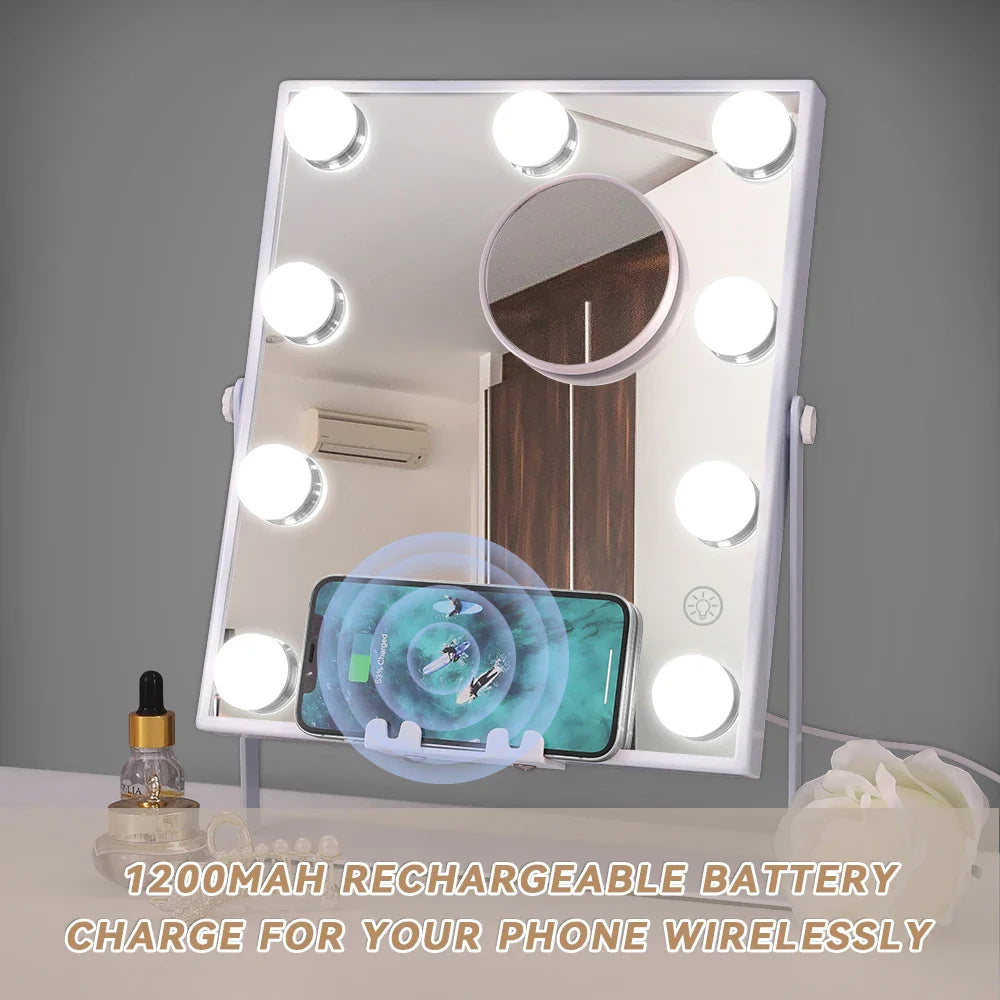 Bluetooth Lighted Vanity Mirror with Wireless Charging