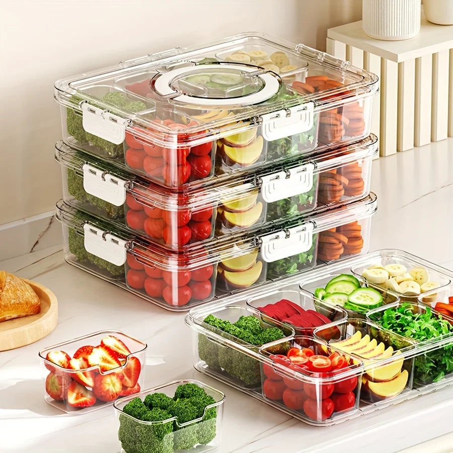 8-Compartment Snack Tray with Lid - Food Storage