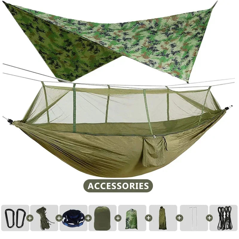 Camping Hammock with mosquito net and tarp