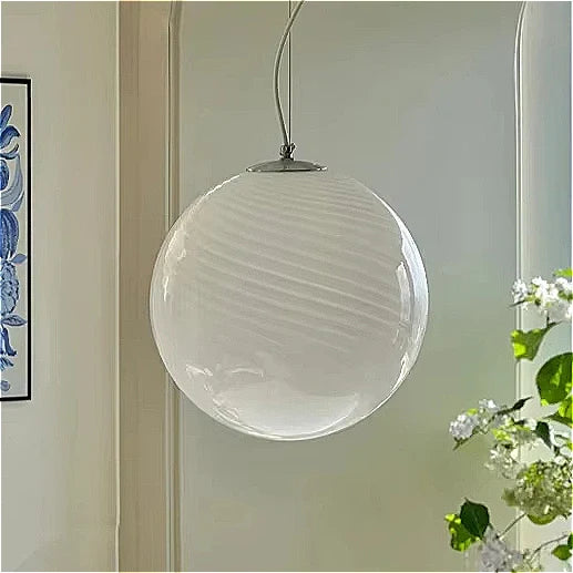 Handblown Swirl Hanging Lamp – Vintage-Inspired Design