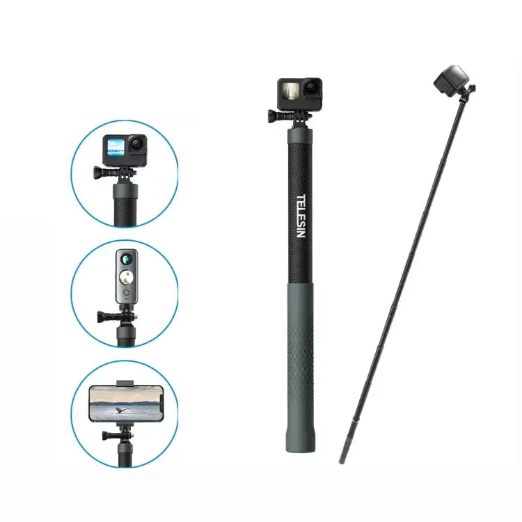 TELESIN 3M Kolfiber Selfie Stick Monopod med 1/4"-Gänga