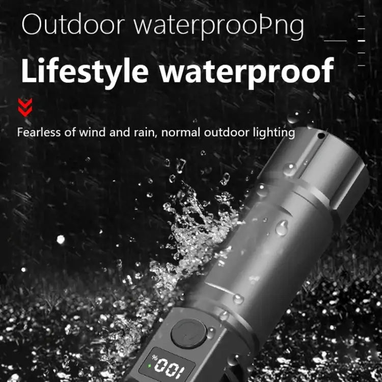 Uppladdningsbar LED ficklampa med zoom och LCD-display – 3000 mAh