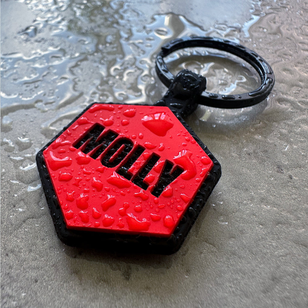 Röd namnbricka till hund - Typsnitt Anton