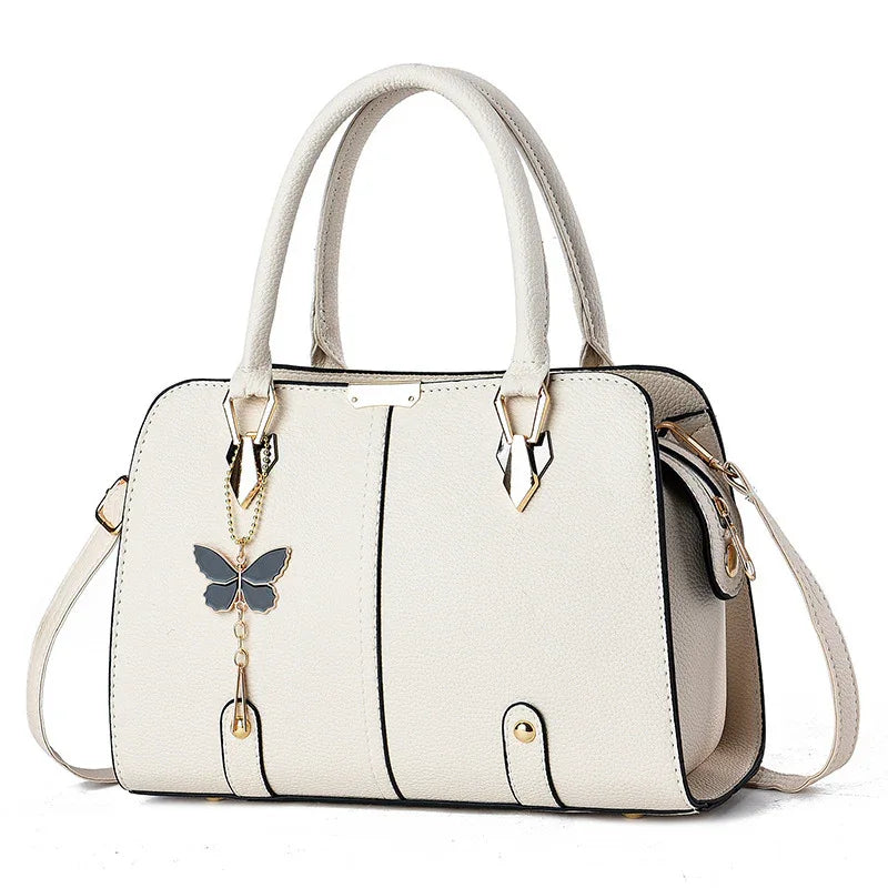 Women's Fashionable PU Leather Handbag With Butterfly Pendant