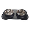 Large Silicone Pet Bowl Double Stainless Steel Dog Bowl