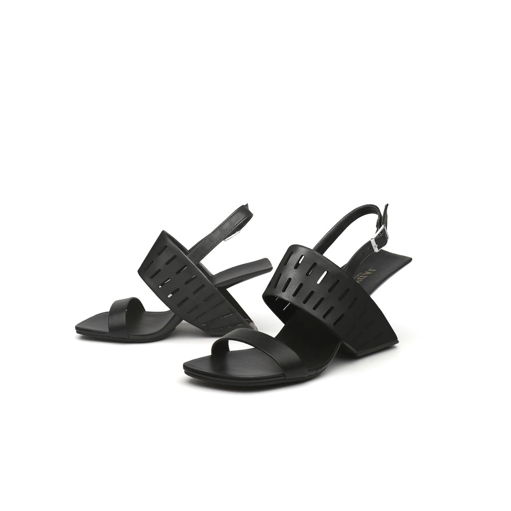 Abstract Double Strap Slingback Sandals-4