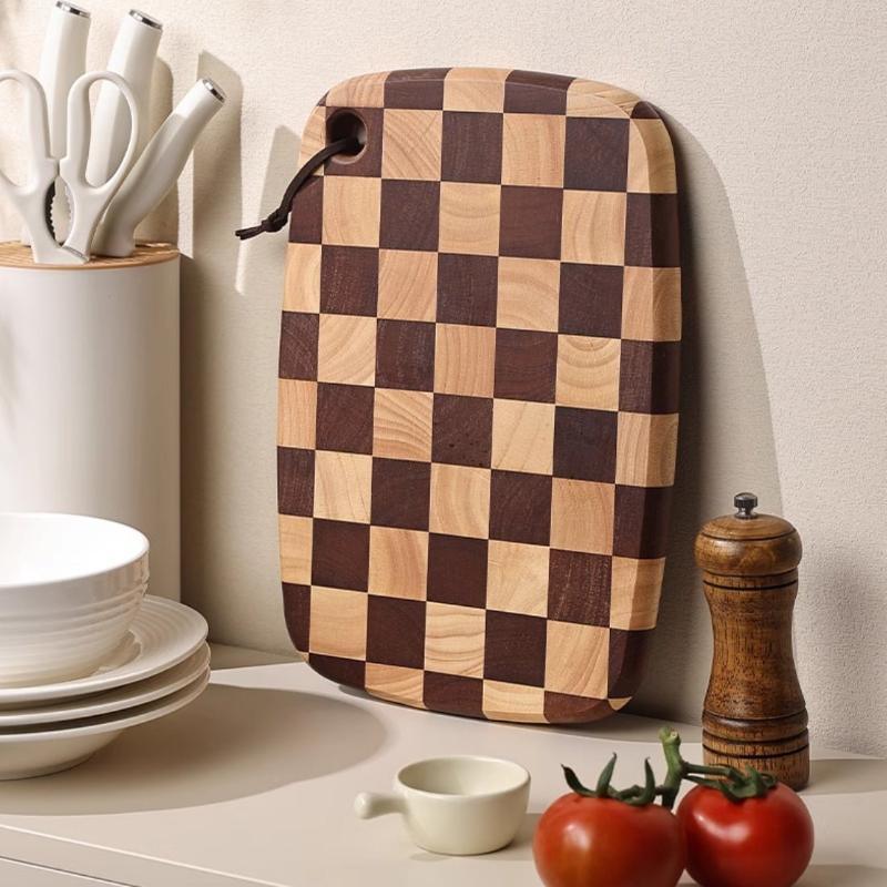 Acacia Wood Cutting Board With Grid Pattern