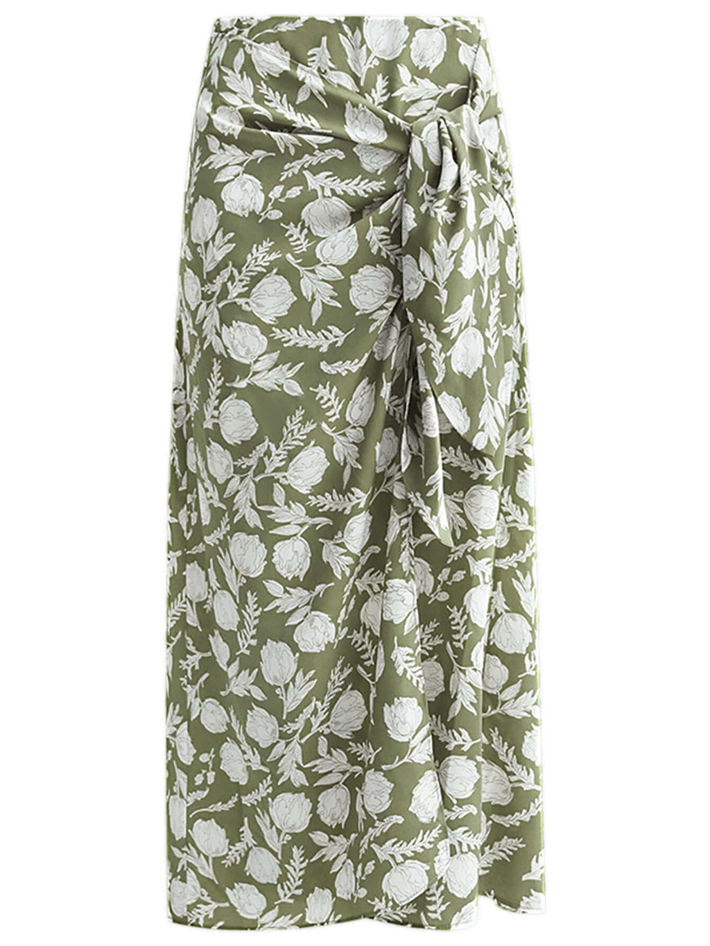 Aesthetic Side Twist Grassland Wrap Skirt-3