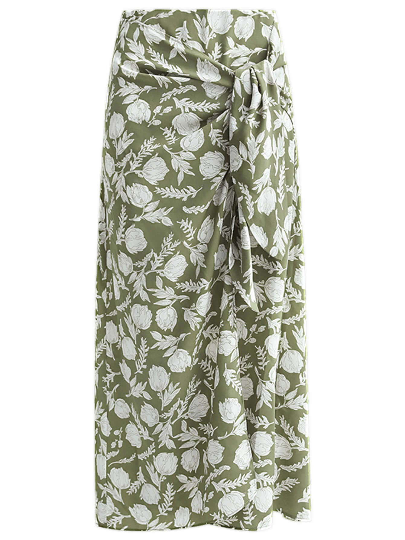 Aesthetic Side Twist Grassland Wrap Skirt-3