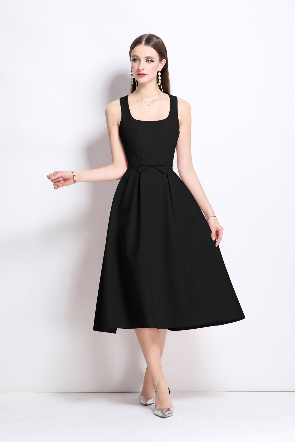 American Classic Slim Fit Waist Cinching Midi Dress-1