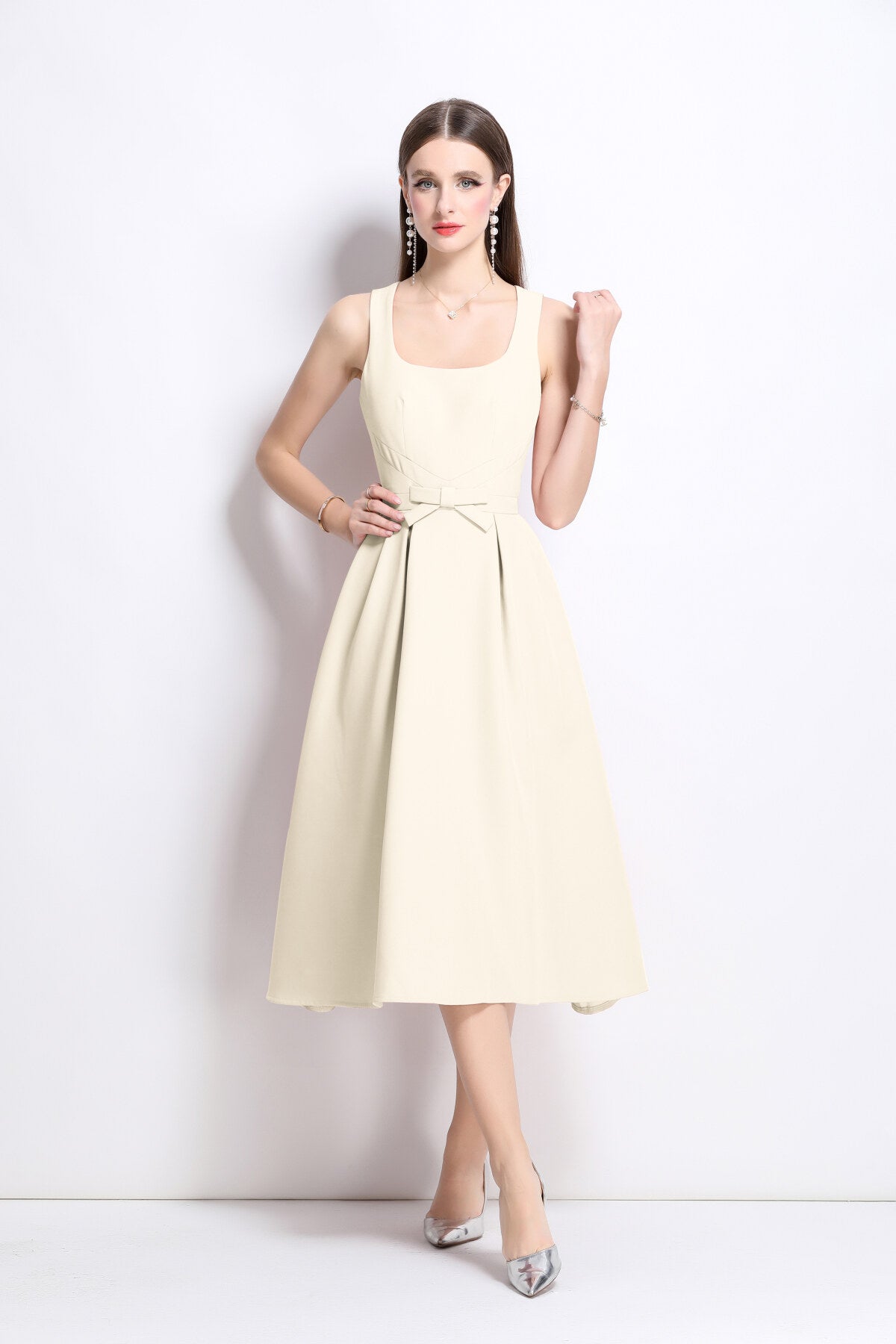 American Classic Slim Fit Waist Cinching Midi Dress-3
