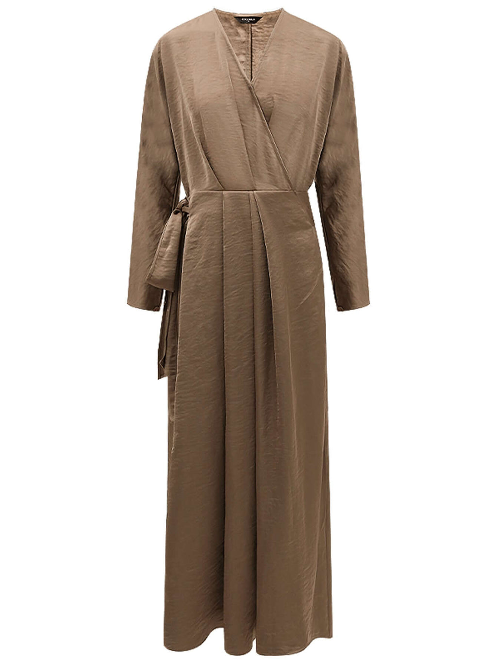 Antique Brown Satin Wrap Dress-3