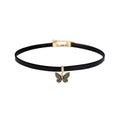 Attractive Butterfly Black Leather Choker-0