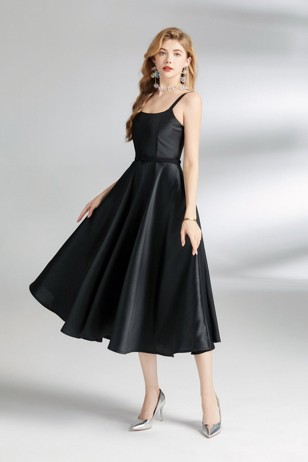 Audrey Hepburn Spaghetti Strap Flare Dress-2