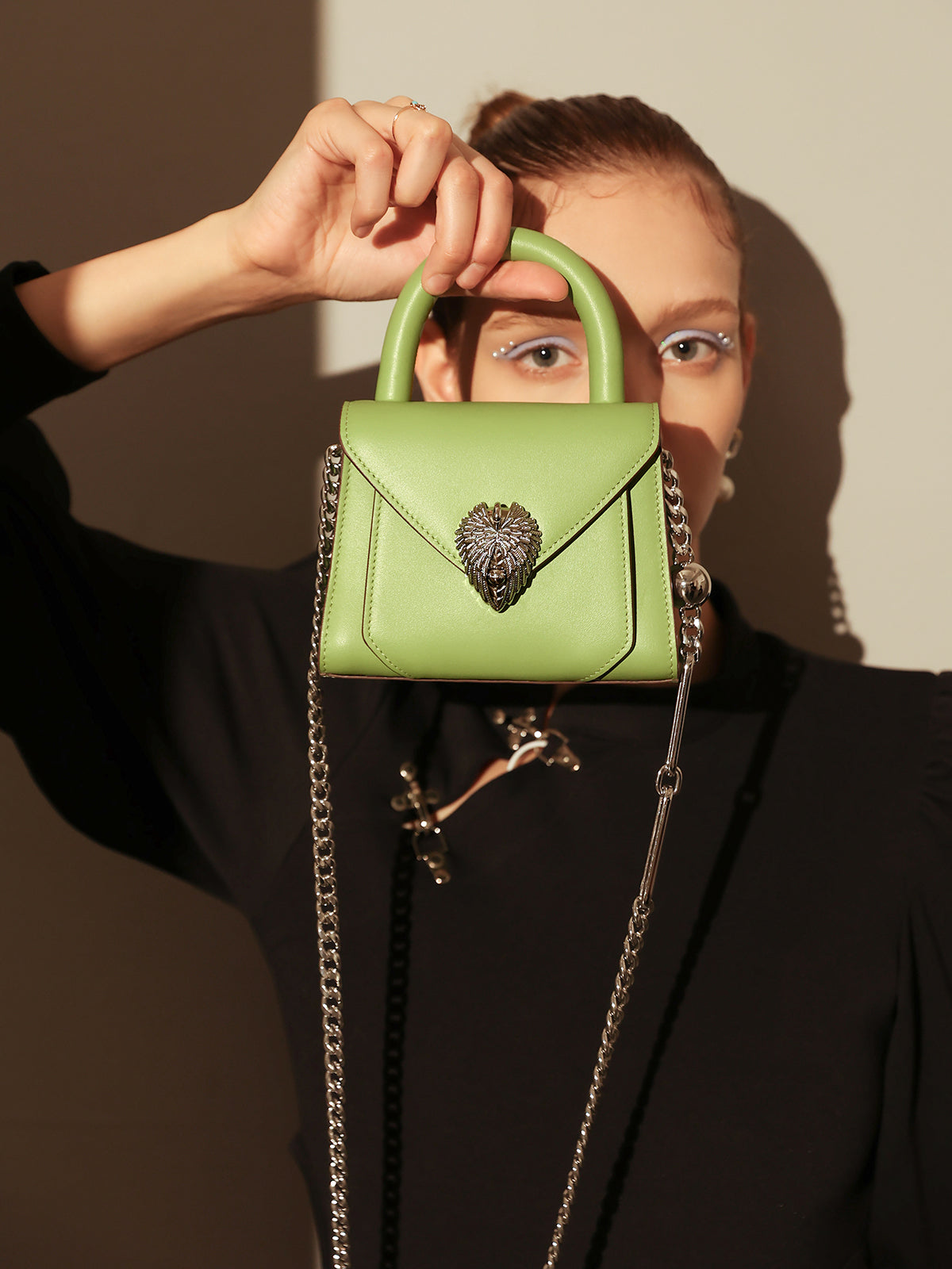 Avant Garde Silver Chain Strap Leather Satchel-3