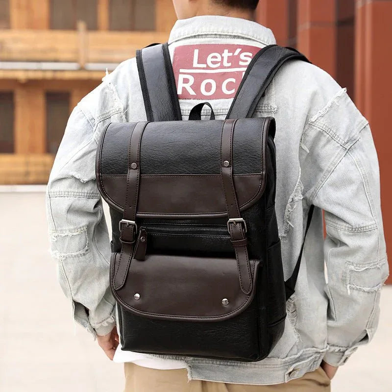 Backpack PU Leather Student Bag