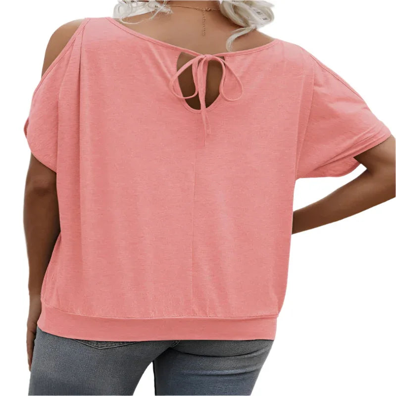 Women's Solid Color Shoulder Tie Back Top