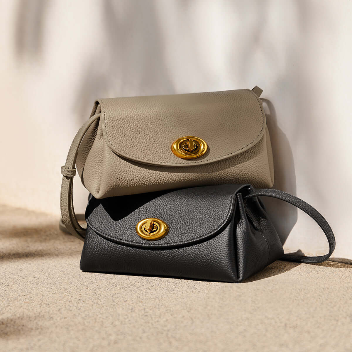 Baguette Twist Lock Leather Shoulder Bag-1