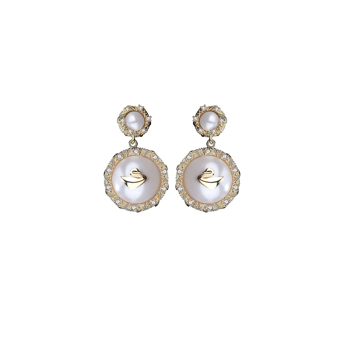 Baroque Swan Gold Earrings-0