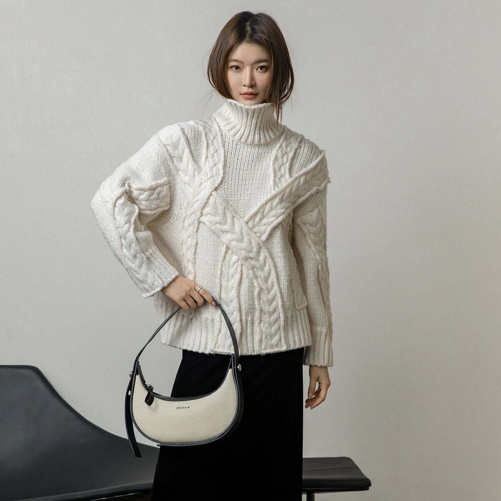 Black and White Crescent Bag-3