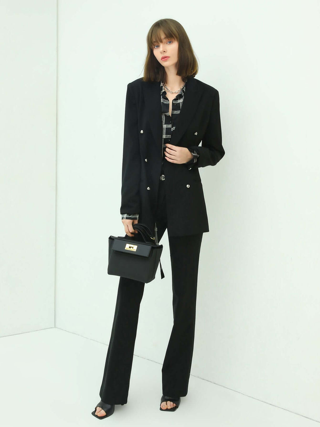 Black High-Waisted Flare Pants-0